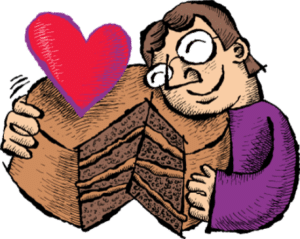 Person hugging a cake