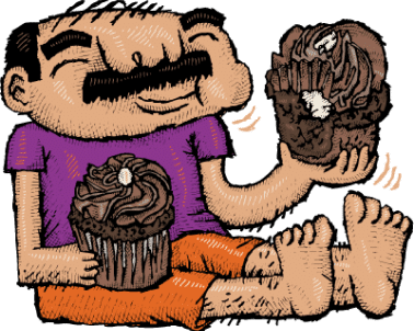 man with cake