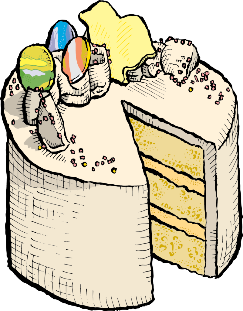 easter passionfruit cake illustration