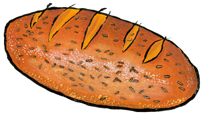 Jewish Caraway Rye bread illustration