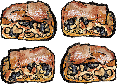 currant walnut rugelach illustration