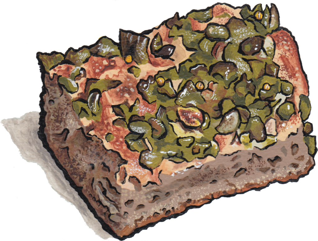 Green Olive Focaccia illustration