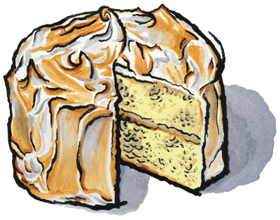 Lemon sponge cake illustration