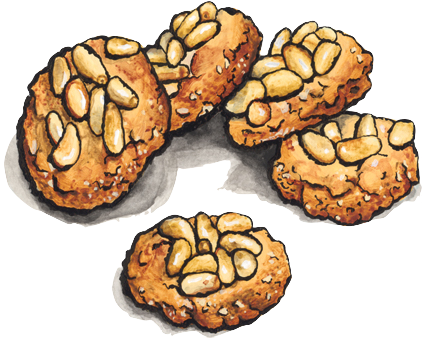 Pignoli cookie illustration