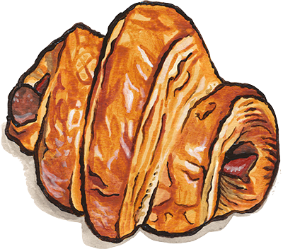 parmesan and prosciutto croissant illustration