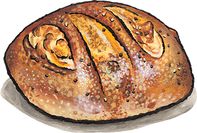 parmesan pepper bread illustration