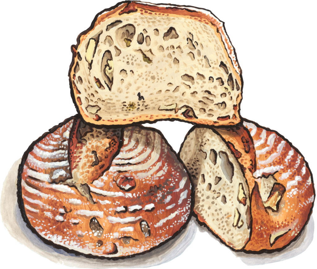 potato dill bread illustration