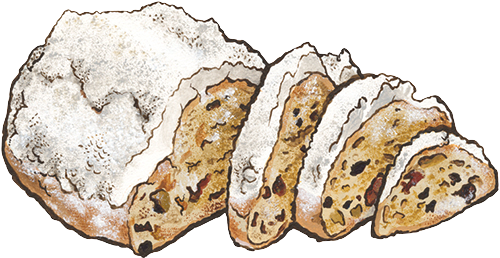 stollen sliced and frosted