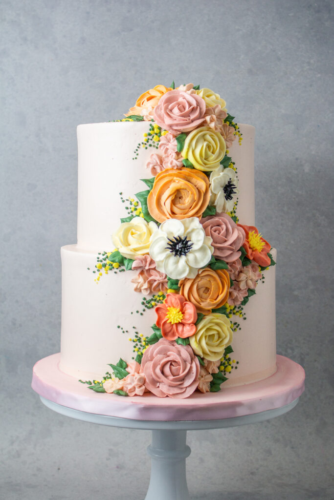 5.29.24- 50th Birthday Cake Buttercream Flowers-2