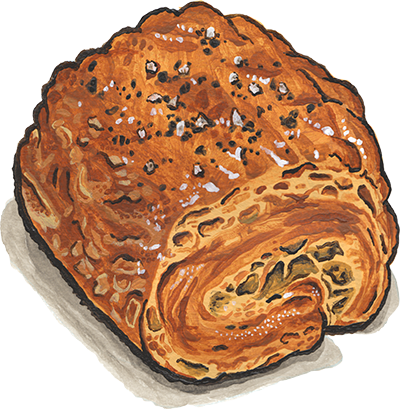 chile cheddar croissant illustration
