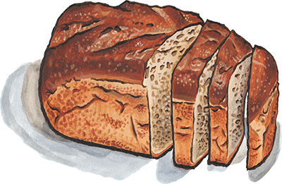 huron honey wheat bread illustration